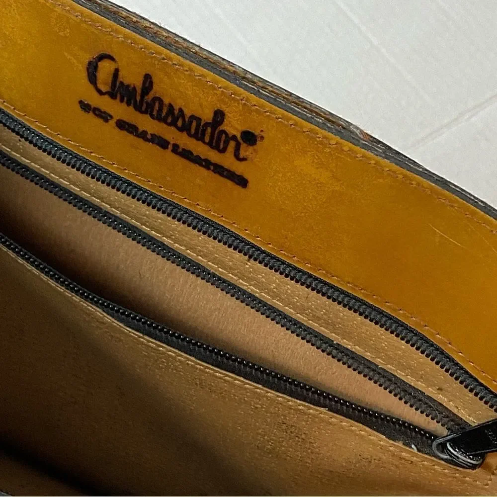 Ambassador Men’s Unisex Vintage Briefcase Chestnut CorpCore Business Organizer‎